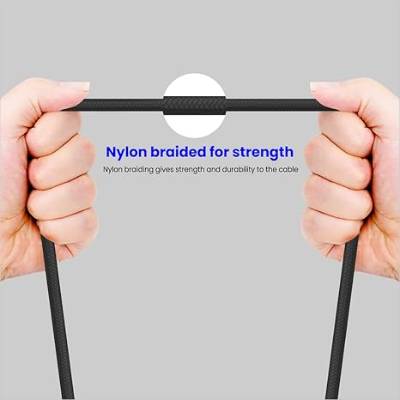 Portronics Konnect L1 20W Type C to 8 Pin Quick Charging Cable with Nylon Braided, Metal Heads, 1 m Length (White) for Smartphone