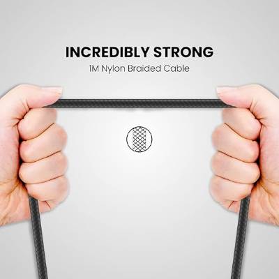 Portronics Konnect A Type-C Cable with 3A Rapid Charging & 480mbps Data Transmission,1 M Cord Length(Black) Portronics Konnect A Type-C Cable with 3A Rapid Charging & 480mbps Data Transmission,1 M Cord Length(Black)