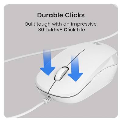 Portronics Toad 102 Wired Mouse with 3 Buttons, Clickable Scroll Wheel, High-Precision 1200 DPI Optical Sensor, 1.5m Long Cable, Ergonomic Ambidextrous Design for PC & Laptop(White) Portronics Toad 102 Wired Mouse with 3 Buttons, Clickable Scroll Wheel, High-Precision 1200 DPI Optical Sensor, 1.5m Long Cable, Ergonomic Ambidextrous Design for PC & Laptop(White)