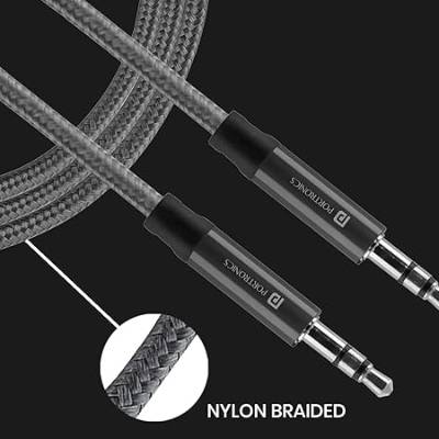 Portronics Aux 5 Stereo Audio Aux Cable 1.5m – 3.5mm Metal Connectors, Nylon Braided, Universal Compatibility (Grey) Portronics Aux 5 Stereo Audio Aux Cable 1.5m – 3.5mm Metal Connectors, Nylon Braided, Universal Compatibility (Grey)