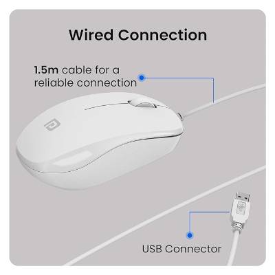 Portronics Toad 102 Wired Mouse with 3 Buttons, Clickable Scroll Wheel, High-Precision 1200 DPI Optical Sensor, 1.5m Long Cable, Ergonomic Ambidextrous Design for PC & Laptop(White) Portronics Toad 102 Wired Mouse with 3 Buttons, Clickable Scroll Wheel, High-Precision 1200 DPI Optical Sensor, 1.5m Long Cable, Ergonomic Ambidextrous Design for PC & Laptop(White)