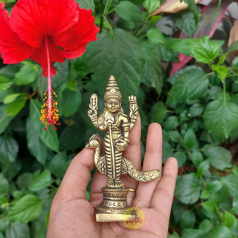 Lord Murugan statue - 4 inches - Brass