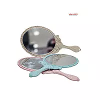 Antique Handheld Mirror with Embossed Design