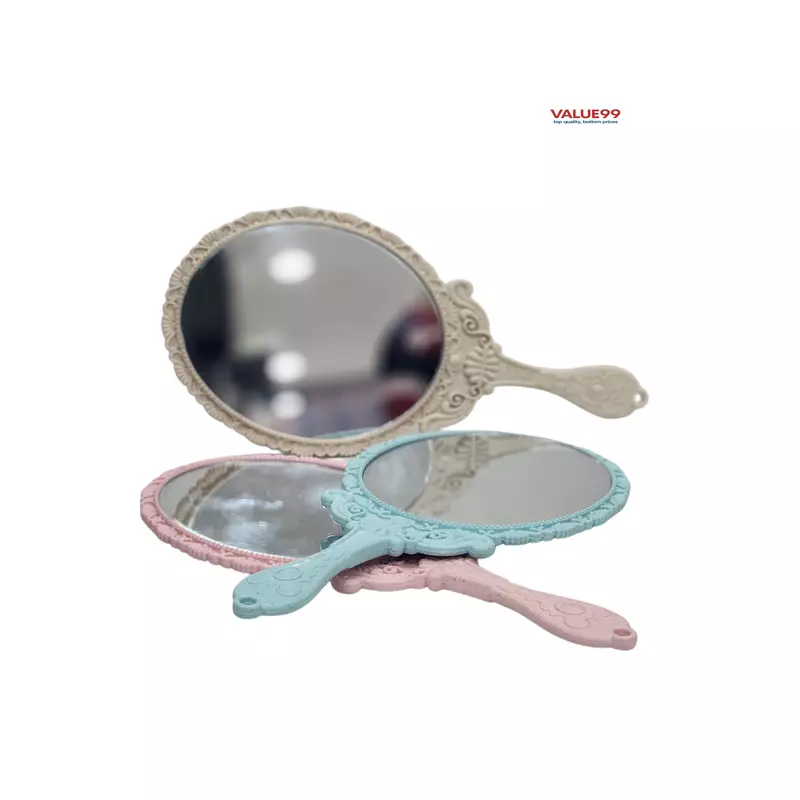 Antique Handheld Mirror with Embossed Design