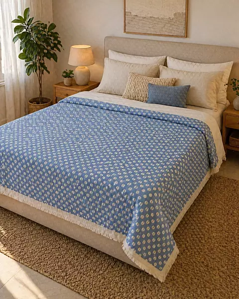 Blue Chill Vibe Solapur Blanket (Light)