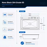 Nano Smart Kitchen Sink with Pull-Out Faucet & RO Tap