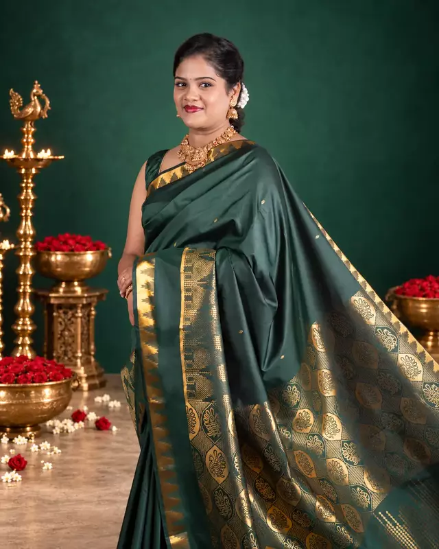Heritage Imprints Saree - Pine Green