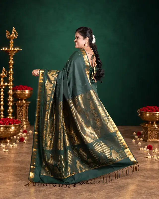 Heritage Imprints Saree - Pine Green