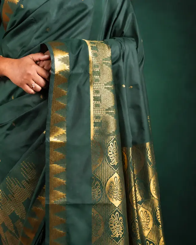 Heritage Imprints Saree - Pine Green