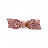 Elegant Pink Bow Crystal Hair Barrette Clip