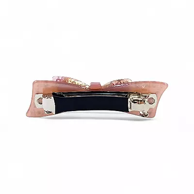 Elegant Pink Bow Crystal Hair Barrette Clip