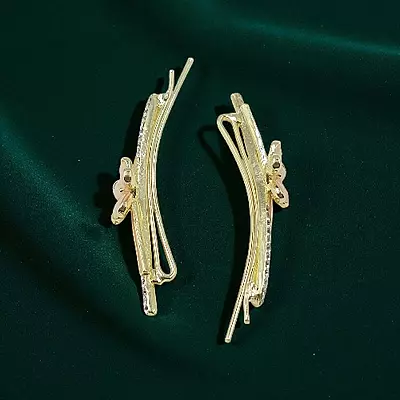 Elegant Golden Pink Floral Hair Clips for Women