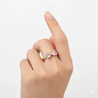 Gold-Plated Adjustable Butterfly Bow Ring - Pink Zircon