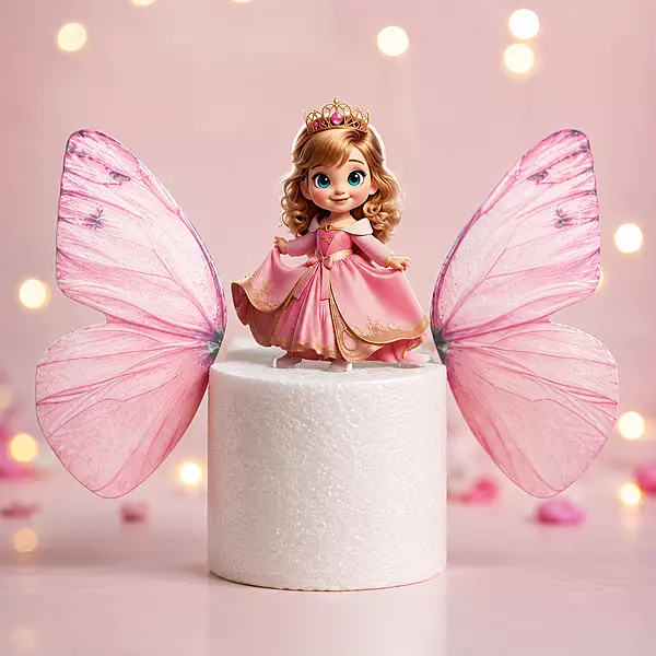 3 Pcs Pink Butterfly Wings with Princess