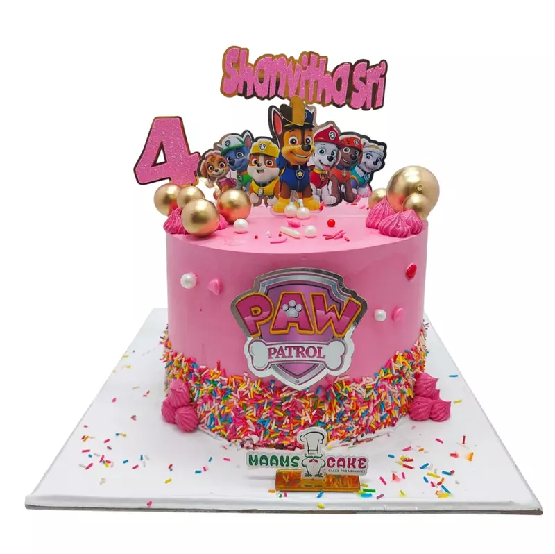 Pink Paw Theme Cake