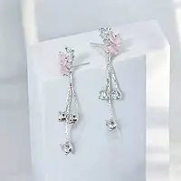Pink Butterfly Drop Earrings | Cubic Zirconia Dangle Earrings