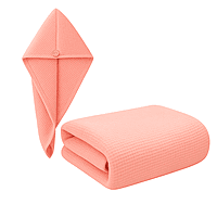 Peach Pink Cotton Bath Towel & Hair Wrap