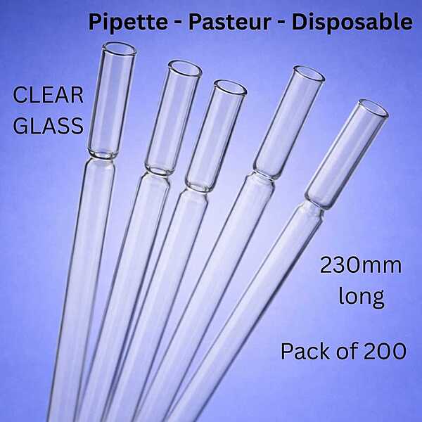 Pipette, Pasteur, Disposable, Glass, 230mm long (Pack of 200)