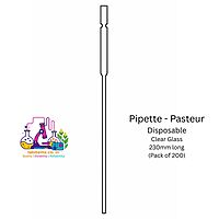 Pipette, Pasteur, Disposable, Glass, 230mm long (Pack of 200)