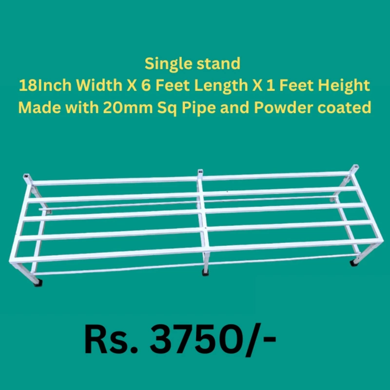 Garden stand for Bigger pots and grow bags size: 18Inch Width X 6 Feet Length X 1 Feet Height Made with 20mm Sq Pipe and Powder coated