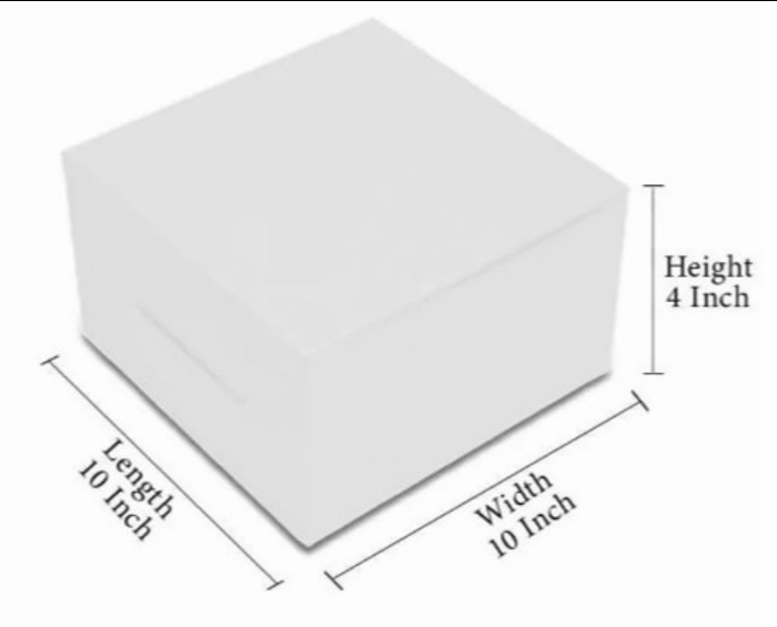 Plain White Cake Box 1 KG - 10*10*4 Inch