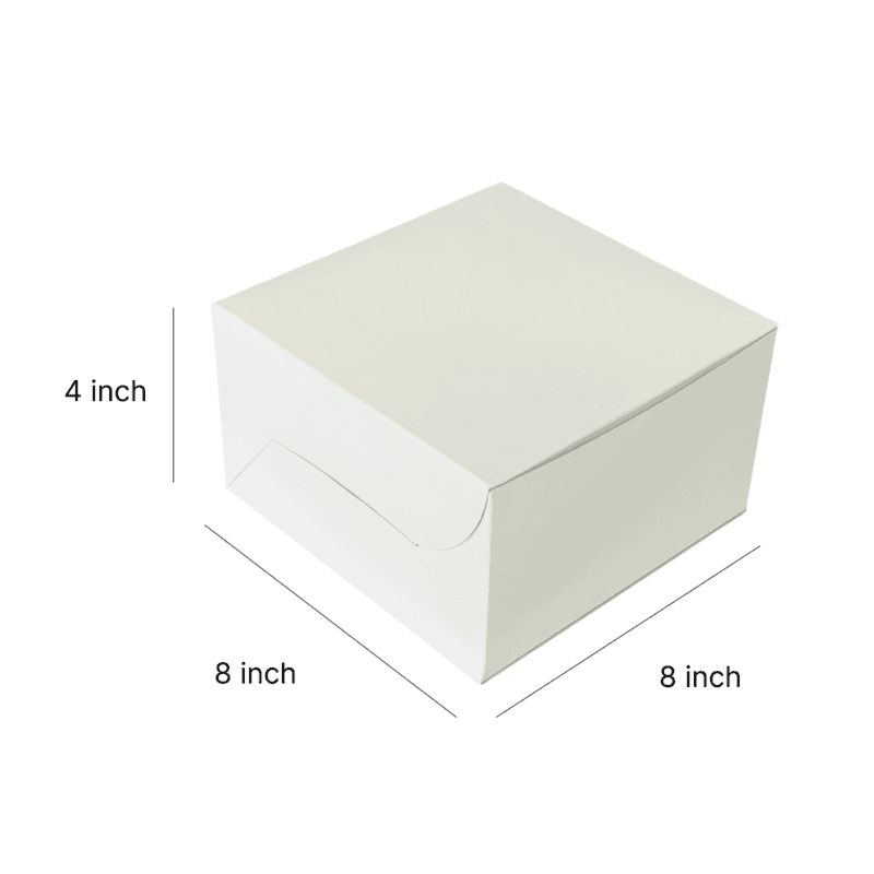Plain White Cake Box Half Kg - 8*8*4 Inch