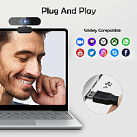 1080P Full HD Webcam for PC with Microphone – USB Plug and Play Camera with 360° Rotation