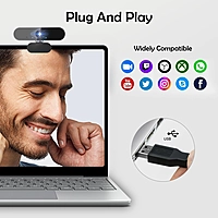 1080P Full HD Webcam for PC with Microphone – USB Plug and Play Camera with 360° Rotation