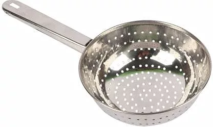 Onions Stainless Steel Poha Strainer Colander with Handle, Kitchen Sieve for Rice and Grains
