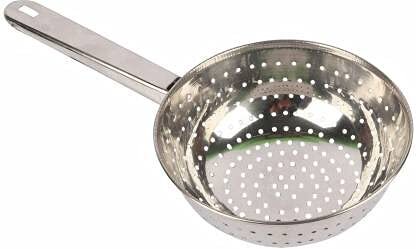 Onions Stainless Steel Poha Strainer Colander with Handle, Kitchen Sieve for Rice and Grains