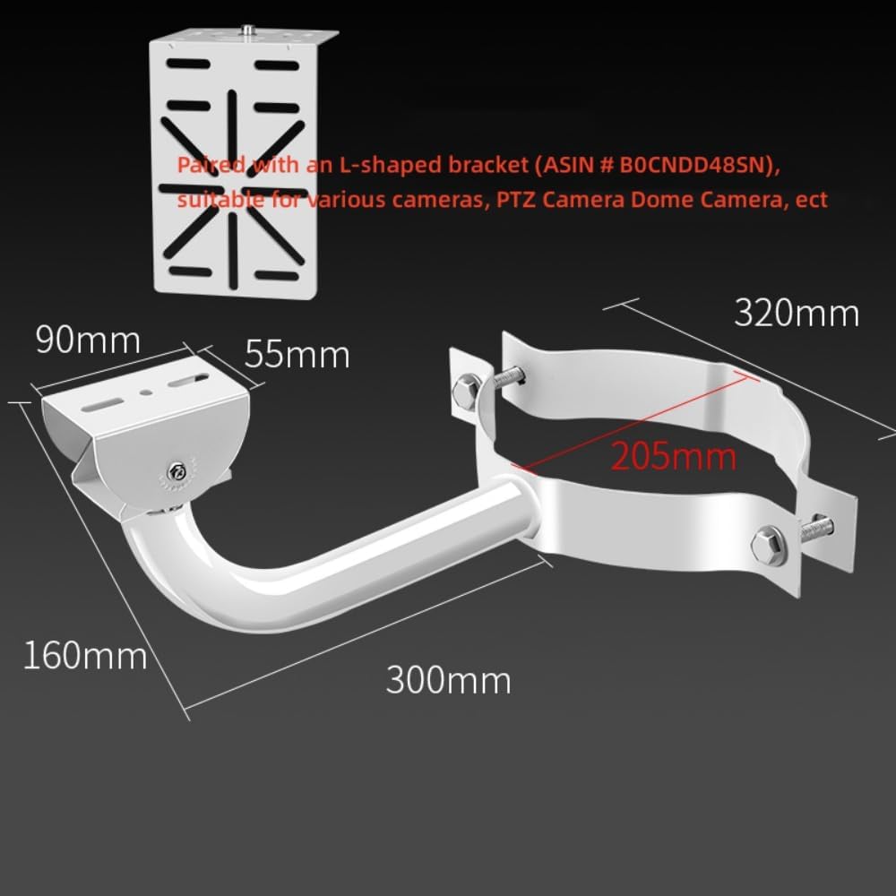 Universal Surveillance Camera Pole Mount – 18” (45.72cm) Adjustable Bracket for Bullet, PTZ, and Dome CCTV Cameras, Heavy Duty Indoor/Outdoor Stand