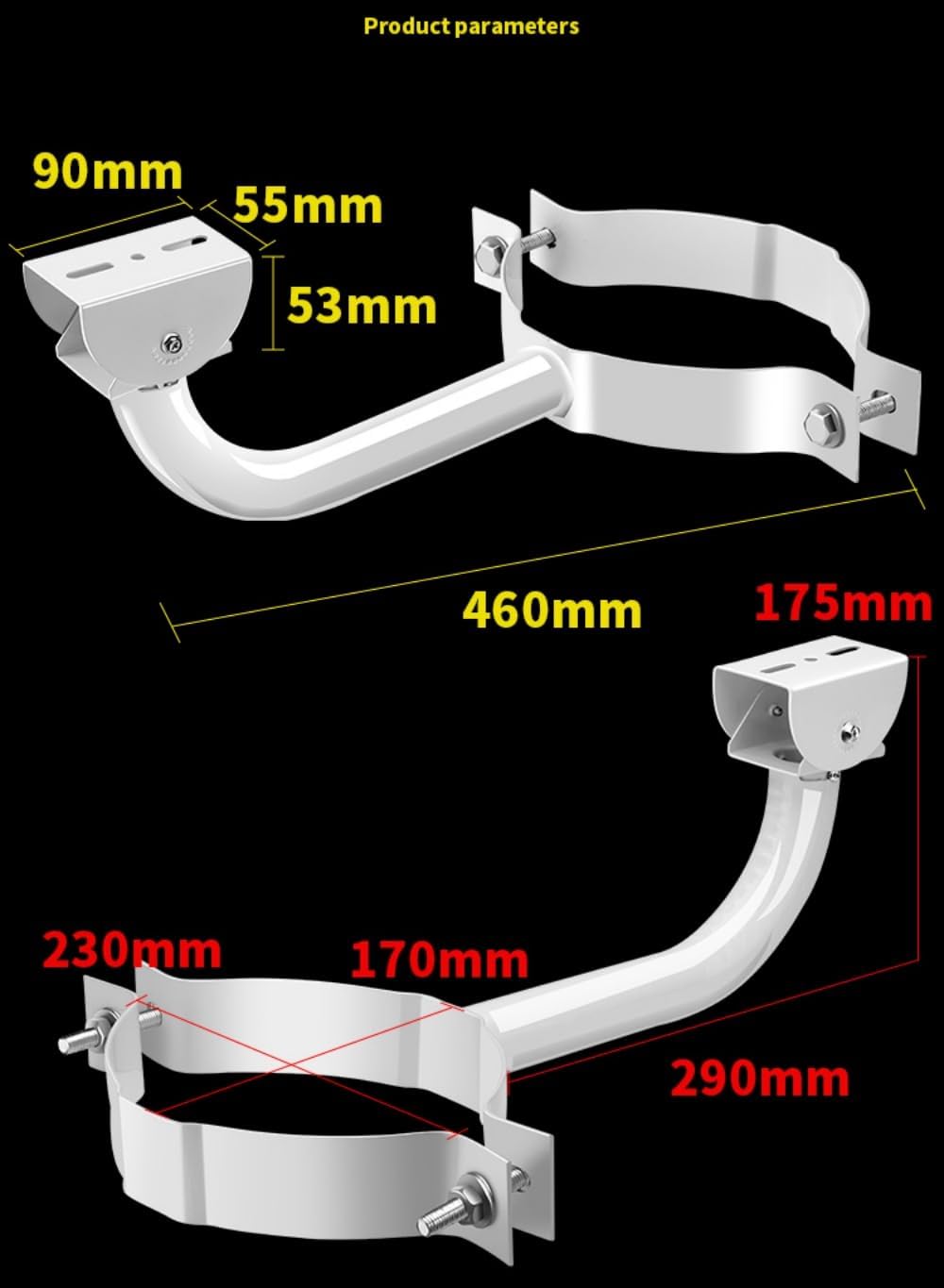 Universal Surveillance Camera Pole Mount – 18” (45.72cm) Adjustable Bracket for Bullet, PTZ, and Dome CCTV Cameras, Heavy Duty Indoor/Outdoor Stand