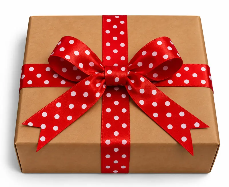 Red Satin Polka Ribbon - 25 mm - 20 Yards