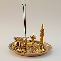 PURE TIN BRONZE POOJA SET 9''