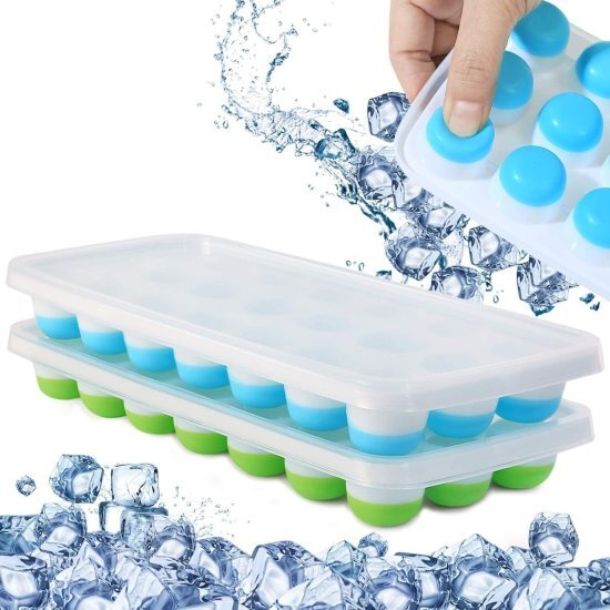 21 Cavity Round Ice Tray Set Pop Up Ice Cube Trays for Freezer with Lid Pack of 2 21 Cavity Round Ice Tray Set Pop Up Ice Cube Trays for Freezer with Lid Pack of 2