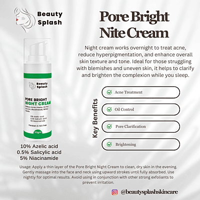 Overnight Glow: Pore Bright Night Cream to Reduce Acne Marks & Control Oil