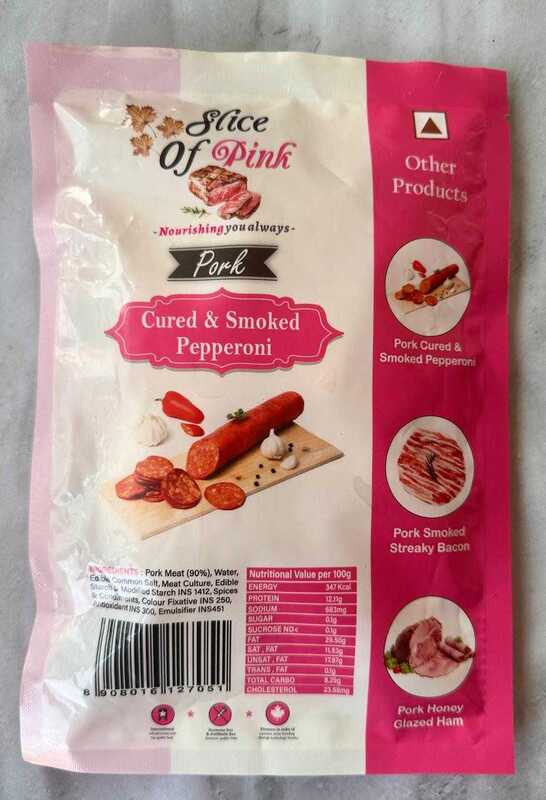 Pork Extra Cured & smoked Pepperoni (Premium) 500 Gms - Slice Of Pink