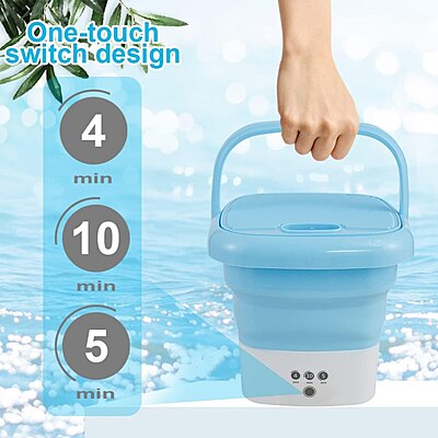 Portable Folding Mini Washing Machine, Bucket Washer for Clothes Laundry Pack of 1 (Colour: Blue/Pink) Portable Folding Mini Washing Machine, Bucket Washer for Clothes Laundry Pack of 1 (Colour: Blue/Pink)