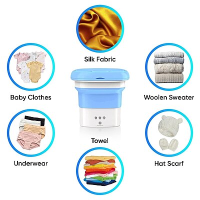 Portable Folding Mini Washing Machine, Bucket Washer for Clothes Laundry Pack of 1 (Colour: Blue/Pink) Portable Folding Mini Washing Machine, Bucket Washer for Clothes Laundry Pack of 1 (Colour: Blue/Pink)