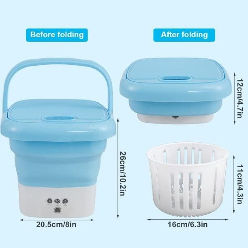 Portable Folding Mini Washing Machine, Bucket Washer for Clothes Laundry Pack of 1 (Colour: Blue/Pink) Portable Folding Mini Washing Machine, Bucket Washer for Clothes Laundry Pack of 1 (Colour: Blue/Pink)