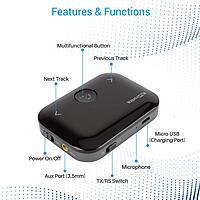 Portronics Auto 14 2-in-1 Bluetooth Transmitter & Receiver Adaptor Portronics Auto 14 2-in-1 Bluetooth Transmitter & Receiver Adaptor