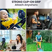 Portronics ClipCool - Portable Rechargeable Fan with Strong & Solid Clip. 3 Speed Modes. Ring LED Lights, 360 degree Rotation & charging through Type-C Port Portronics ClipCool - Portable Rechargeable Fan with Strong & Solid Clip. 3 Speed Modes. Ring LED Lights, 360 degree Rotation & charging through Type-C Port