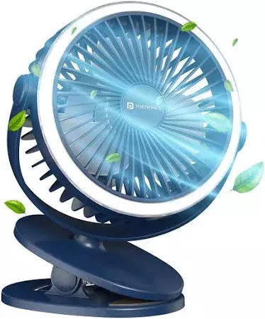 Portronics ClipCool - Portable Rechargeable Fan with Strong & Solid Clip. 3 Speed Modes. Ring LED Lights, 360 degree Rotation & charging through Type-C Port Portronics ClipCool - Portable Rechargeable Fan with Strong & Solid Clip. 3 Speed Modes. Ring LED Lights, 360 degree Rotation & charging through Type-C Port
