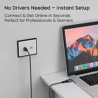 Portronics EtherC Type-C to RJ45 CAT-6 Gigabit Ethernet Cable – 1000 Mbps High-Speed Internet, Nylon Braided, Gold-Plated Connectors, 2-Meter LAN Adapter for Laptop, MacBook, iPad & Type-C Devices Portronics EtherC Type-C to RJ45 CAT-6 Gigabit Ethernet Cable – 1000 Mbps High-Speed Internet, Nylon Braided, Gold-Plated Connectors, 2-Meter LAN Adapter for Laptop, MacBook, iPad & Type-C Devices