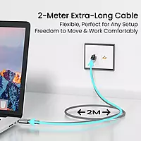 Portronics EtherC Type-C to RJ45 CAT-6 Gigabit Ethernet Cable – 1000 Mbps High-Speed Internet, Nylon Braided, Gold-Plated Connectors, 2-Meter LAN Adapter for Laptop, MacBook, iPad & Type-C Devices Portronics EtherC Type-C to RJ45 CAT-6 Gigabit Ethernet Cable – 1000 Mbps High-Speed Internet, Nylon Braided, Gold-Plated Connectors, 2-Meter LAN Adapter for Laptop, MacBook, iPad & Type-C Devices