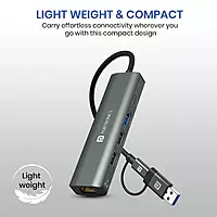 Portronics MPORT EDGE - 5in1 Multiport Hub USB-A + Type-C Dual Input and 100MBPS Ethernet, USB2.0*2, USB3.0*1 & Type-C*1 Output Ports Portronics MPORT EDGE - 5in1 Multiport Hub USB-A + Type-C Dual Input and 100MBPS Ethernet, USB2.0*2, USB3.0*1 & Type-C*1 Output Ports