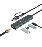 Portronics MPORT EDGE - 5in1 Multiport Hub USB-A + Type-C Dual Input and 100MBPS Ethernet, USB2.0*2, USB3.0*1 & Type-C*1 Output Ports Portronics MPORT EDGE - 5in1 Multiport Hub USB-A + Type-C Dual Input and 100MBPS Ethernet, USB2.0*2, USB3.0*1 & Type-C*1 Output Ports