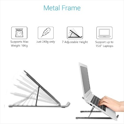Portronics My Buddy K Portable Laptop Stand with Adjustable Height, Foldable, OverHeating Protection for Laptops & MacBooks Portronics My Buddy K Portable Laptop Stand with Adjustable Height, Foldable, OverHeating Protection for Laptops & MacBooks