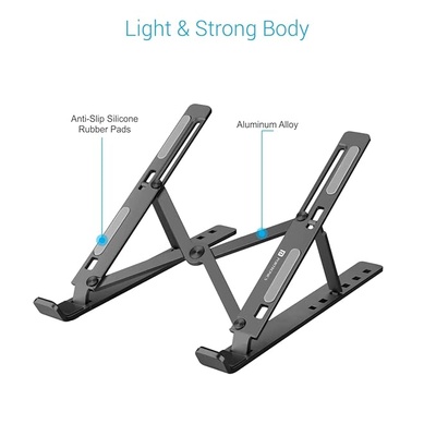 Portronics My Buddy K Portable Laptop Stand with Adjustable Height, Foldable, OverHeating Protection for Laptops & MacBooks Portronics My Buddy K Portable Laptop Stand with Adjustable Height, Foldable, OverHeating Protection for Laptops & MacBooks