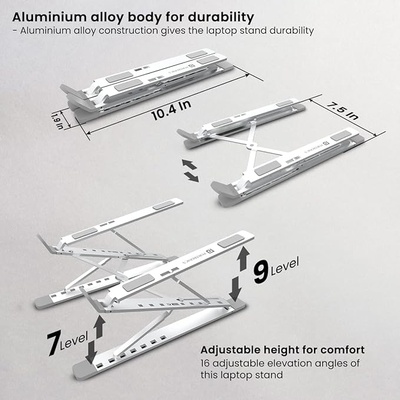 Portronics My Buddy K Portable Laptop Stand with Adjustable Height, Foldable, OverHeating Protection for Laptops & MacBooks Portronics My Buddy K Portable Laptop Stand with Adjustable Height, Foldable, OverHeating Protection for Laptops & MacBooks
